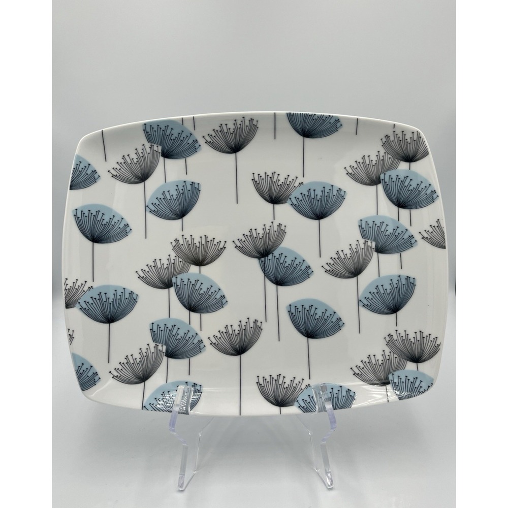 Sanderson Portmeirion Dandelion Clocks Sandwich Tray Platter Retro MCM 12" Blue